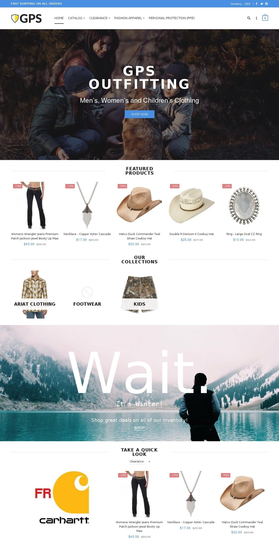 gpsoutfitting.com — Shopify storefront screenshot