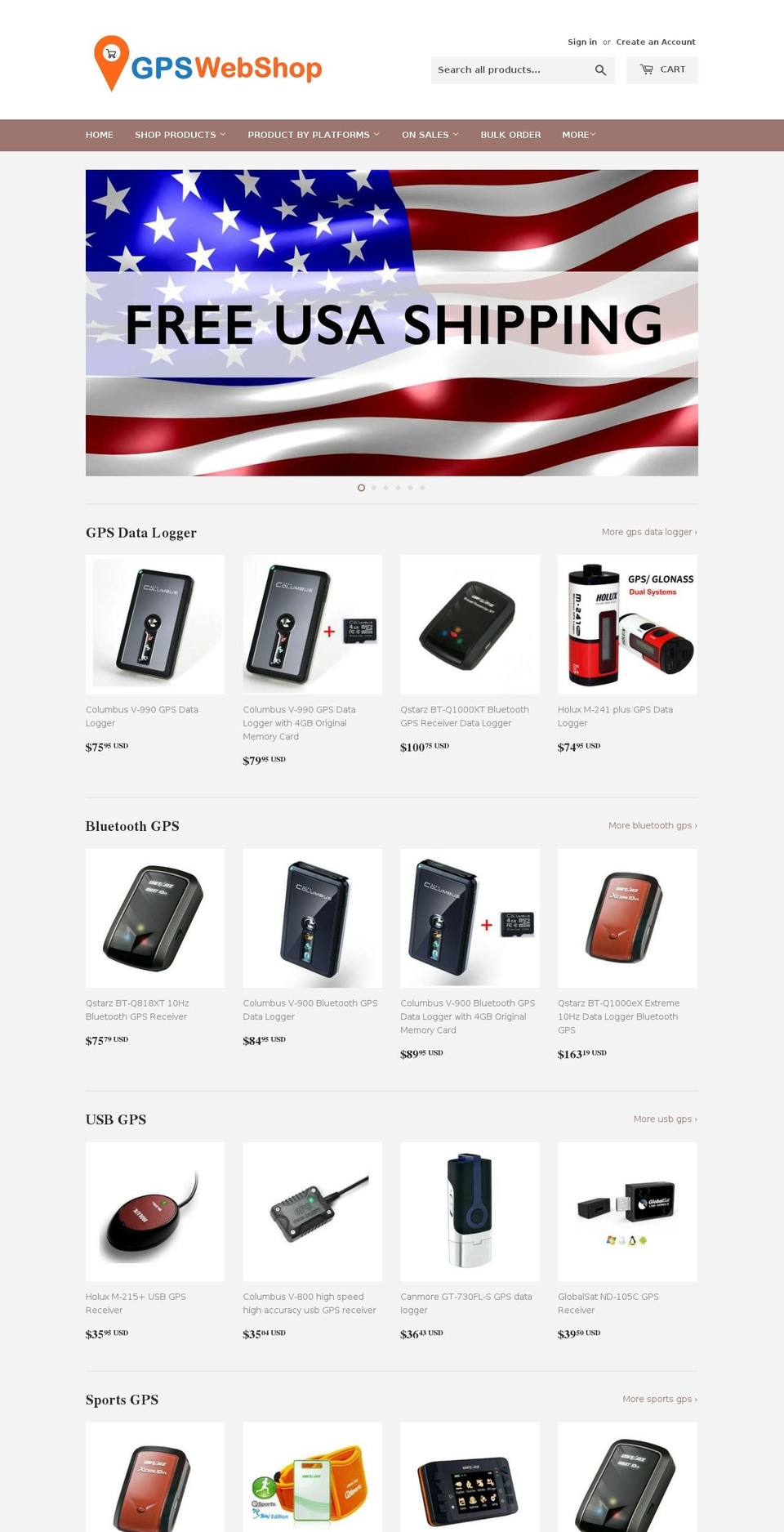 gpswebshop.com — Shopify storefront screenshot