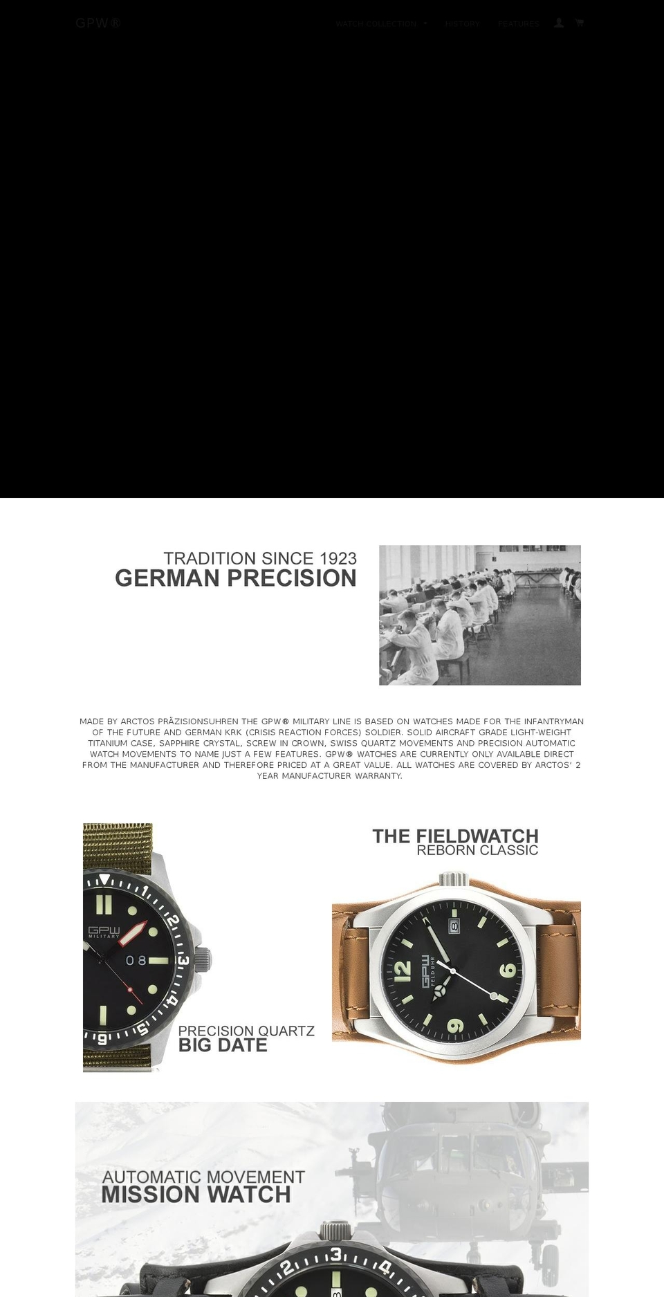 gpwmilitary.com shopify website screenshot