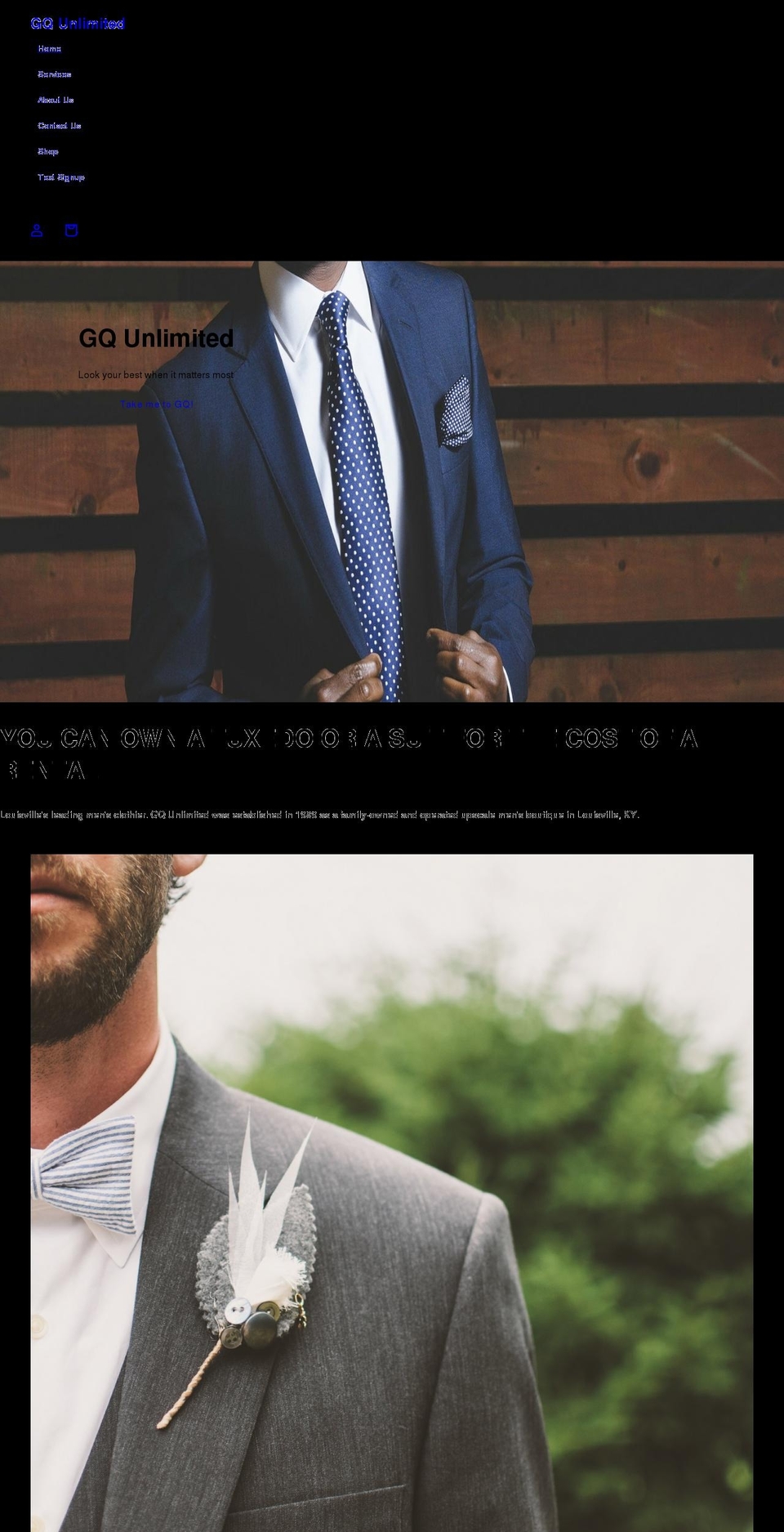 gqunlimited.com shopify website screenshot