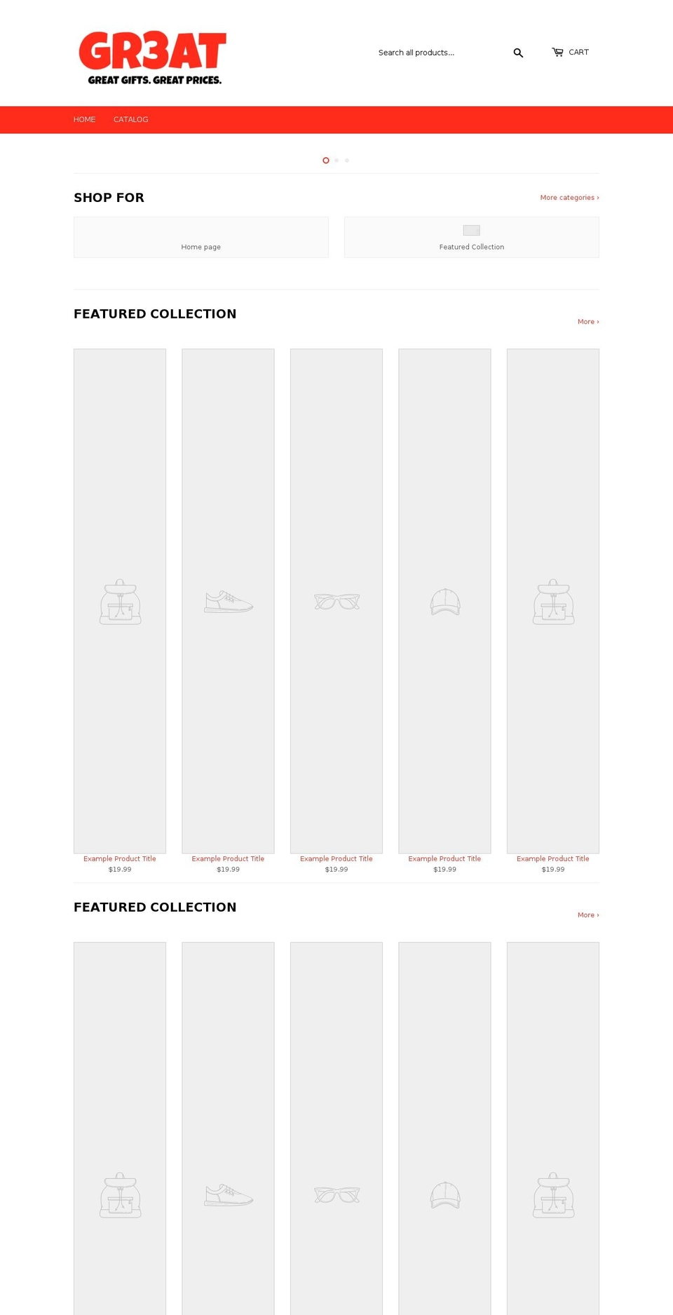 gr3at.com — Shopify storefront screenshot