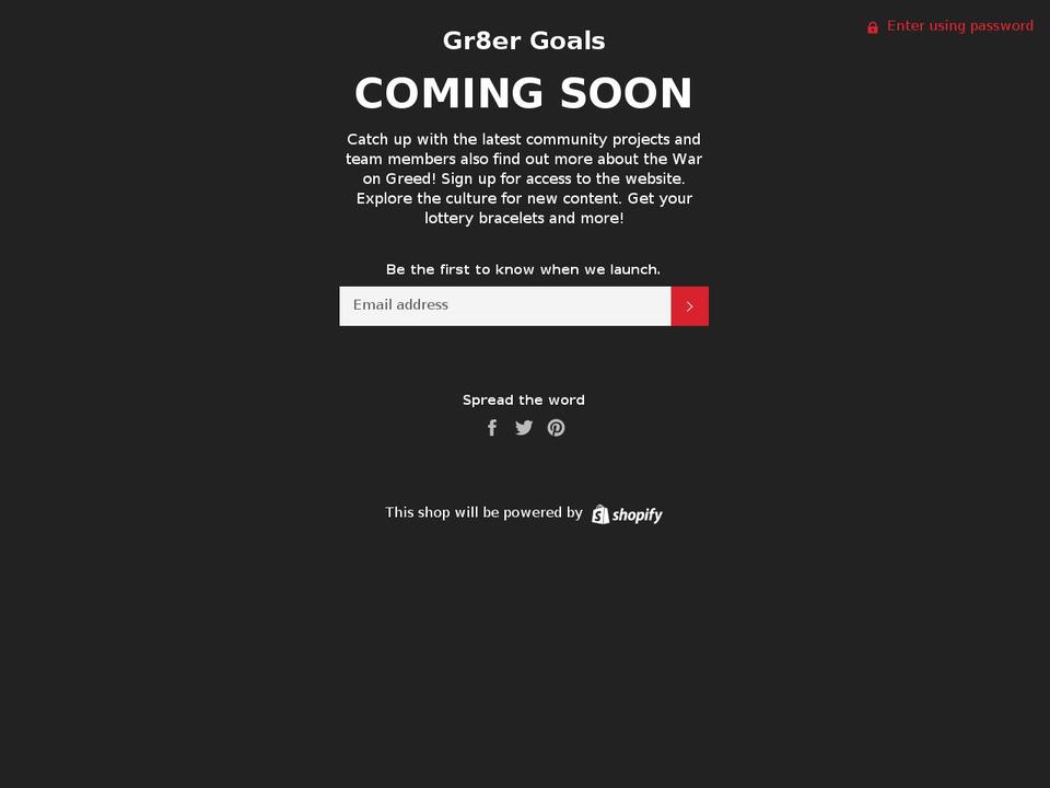 gr8ergoals.com — Shopify storefront screenshot