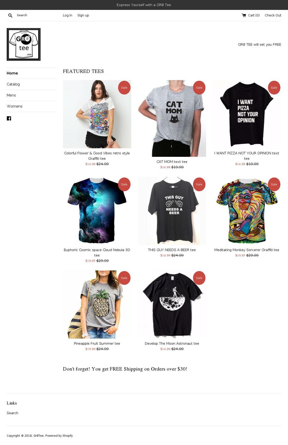 gr8tee.com — Shopify storefront screenshot