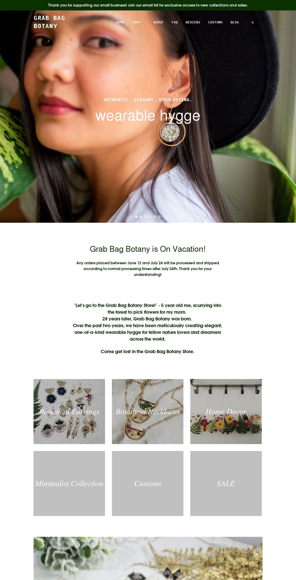grabbagbotany.com shopify website screenshot