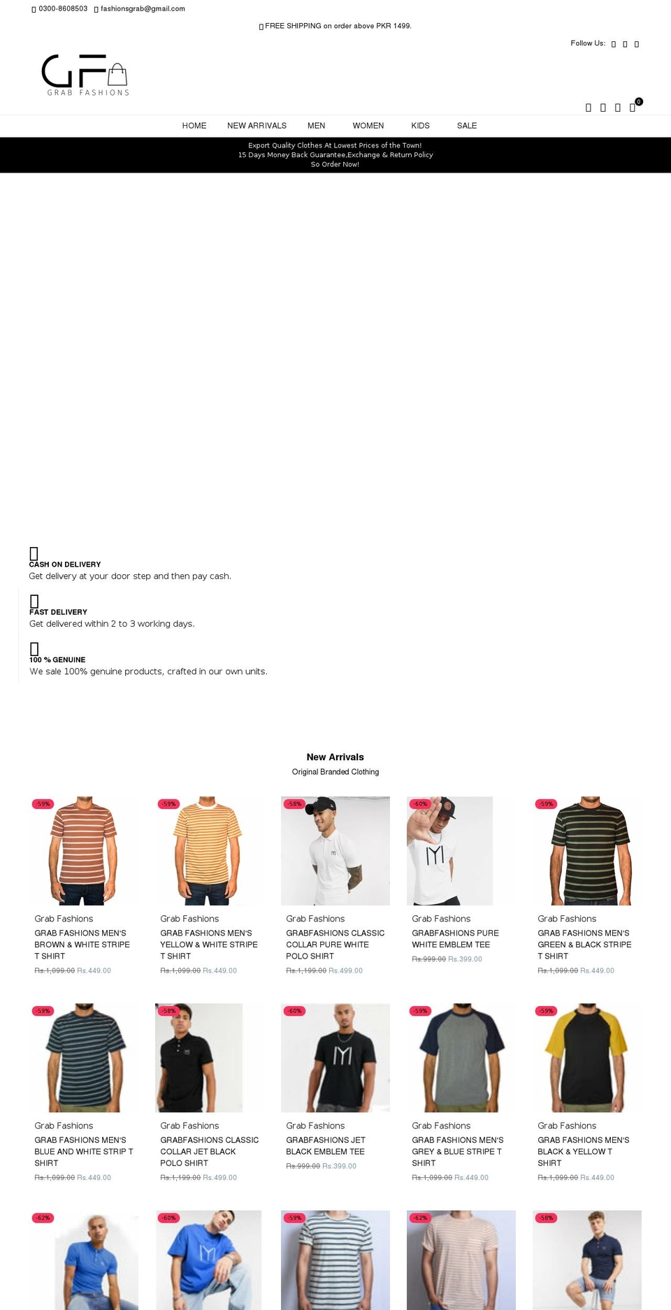 grabfashions.com shopify website screenshot