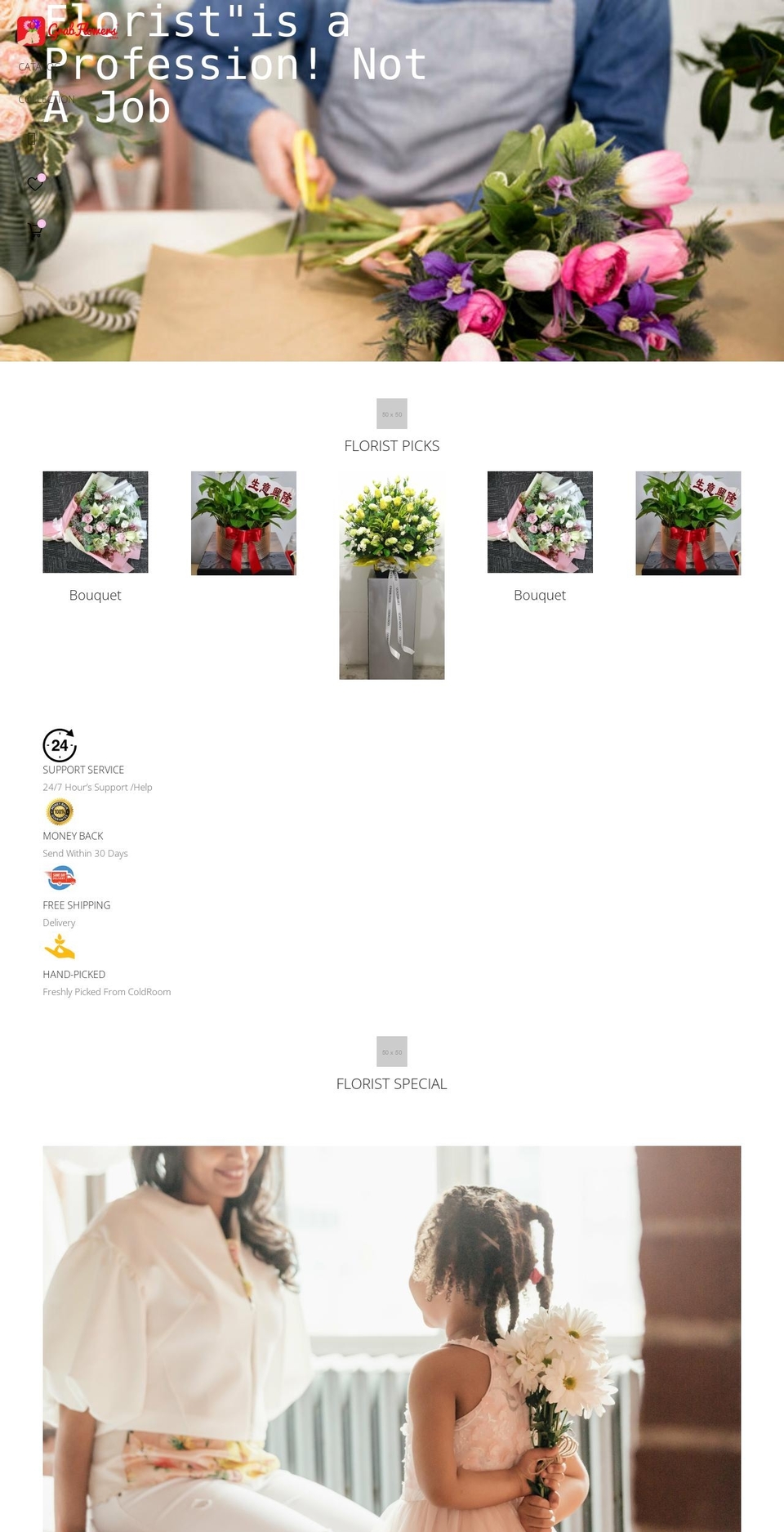 grabflower.com shopify website screenshot