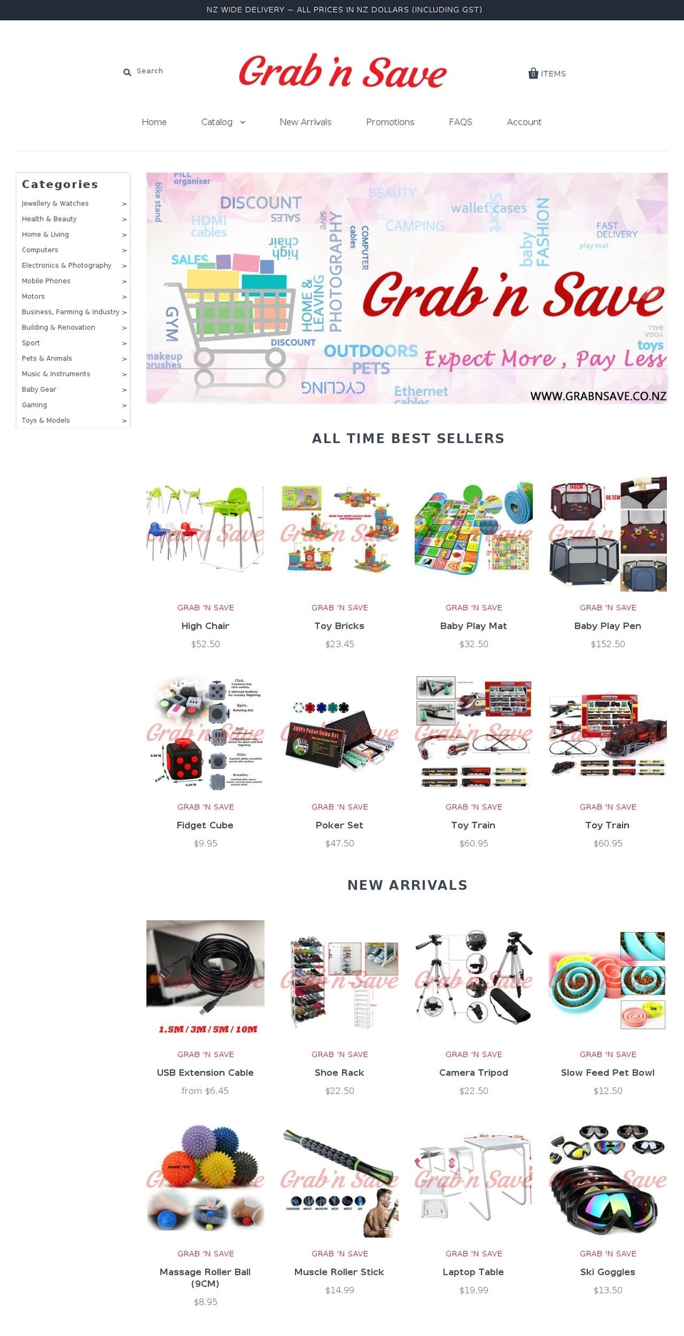 grabnsave.co.nz shopify website screenshot