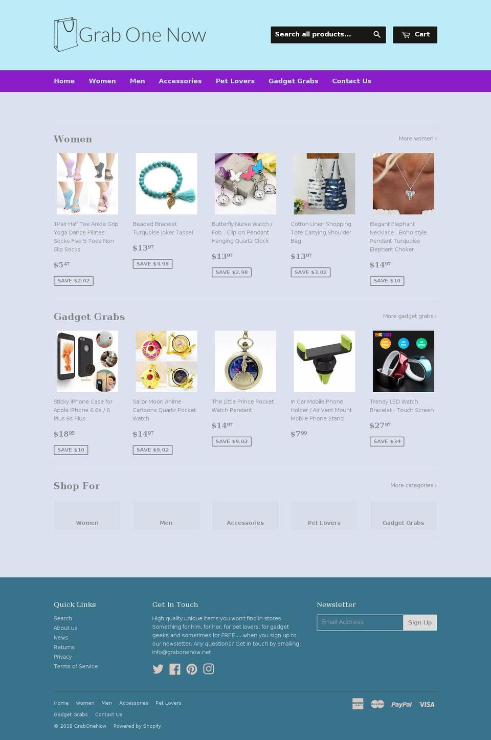 grabonenow.net shopify website screenshot