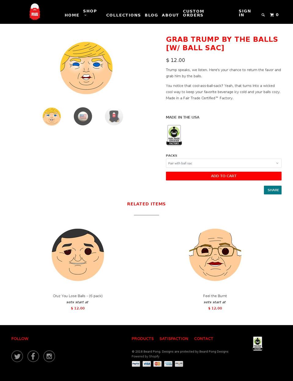 grabtrumpbytheballs.com — Shopify storefront screenshot