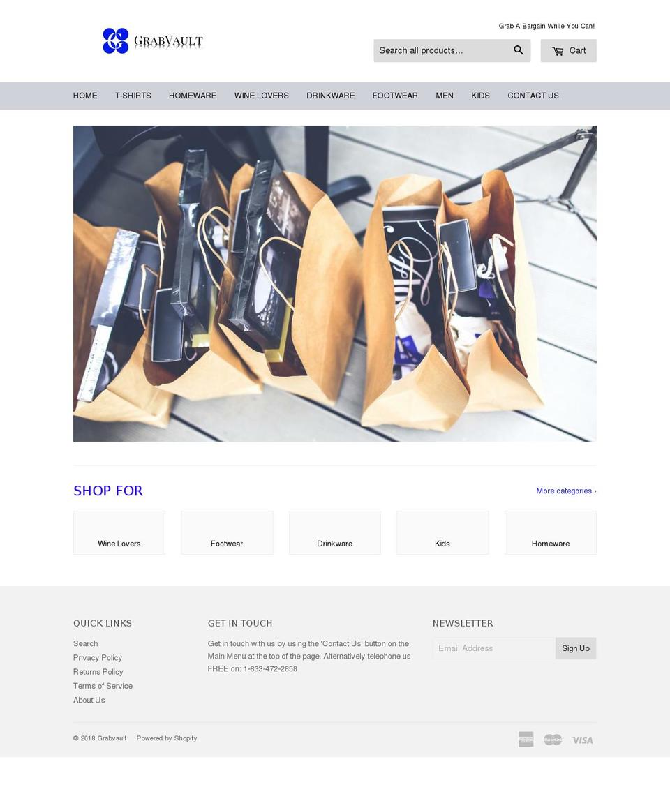 grabvault.com shopify website screenshot