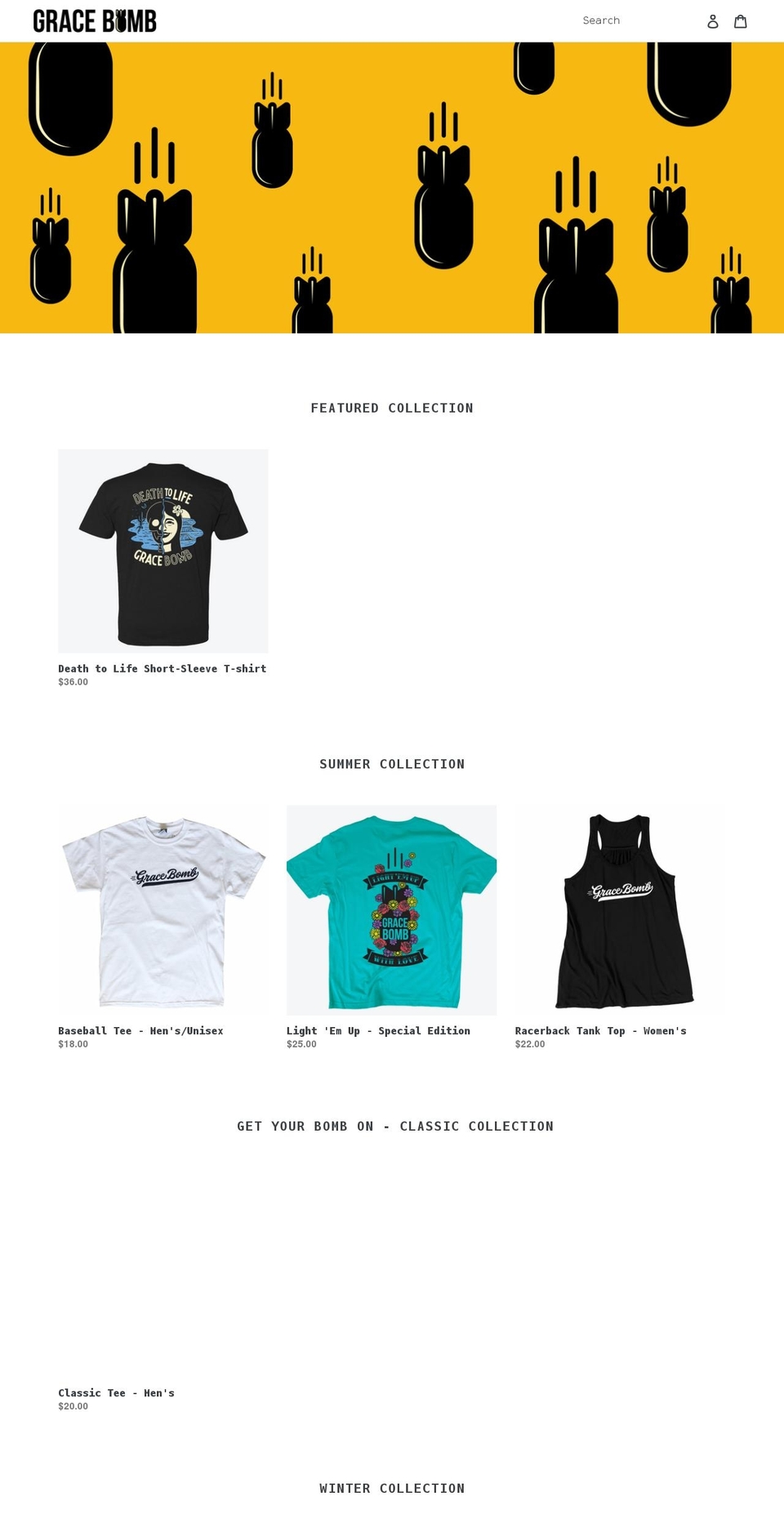 grace-bomb.myshopify.com shopify website screenshot