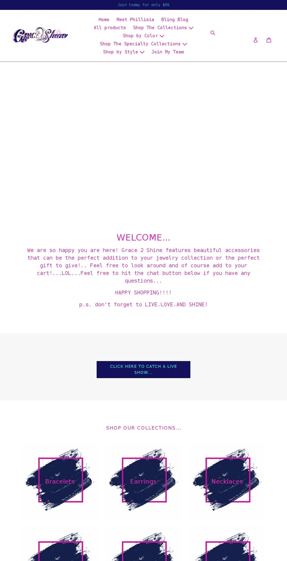 grace2shine.com shopify website screenshot
