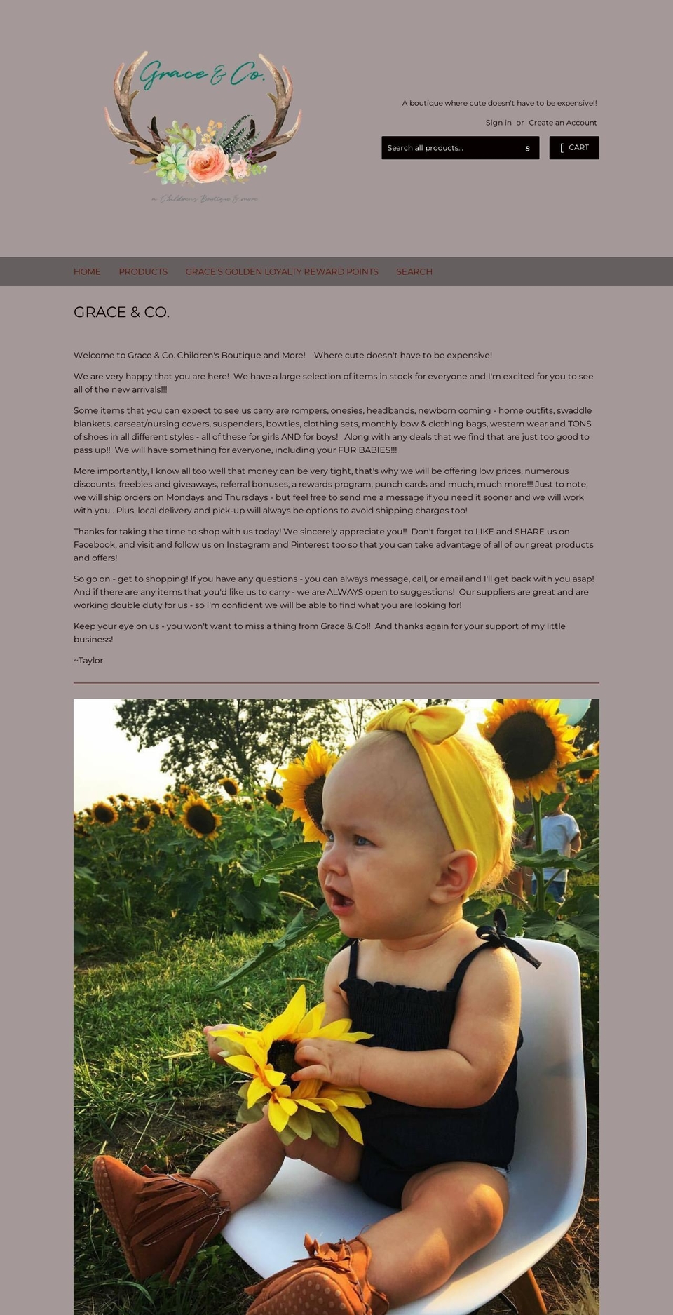 graceandco2016.com shopify website screenshot