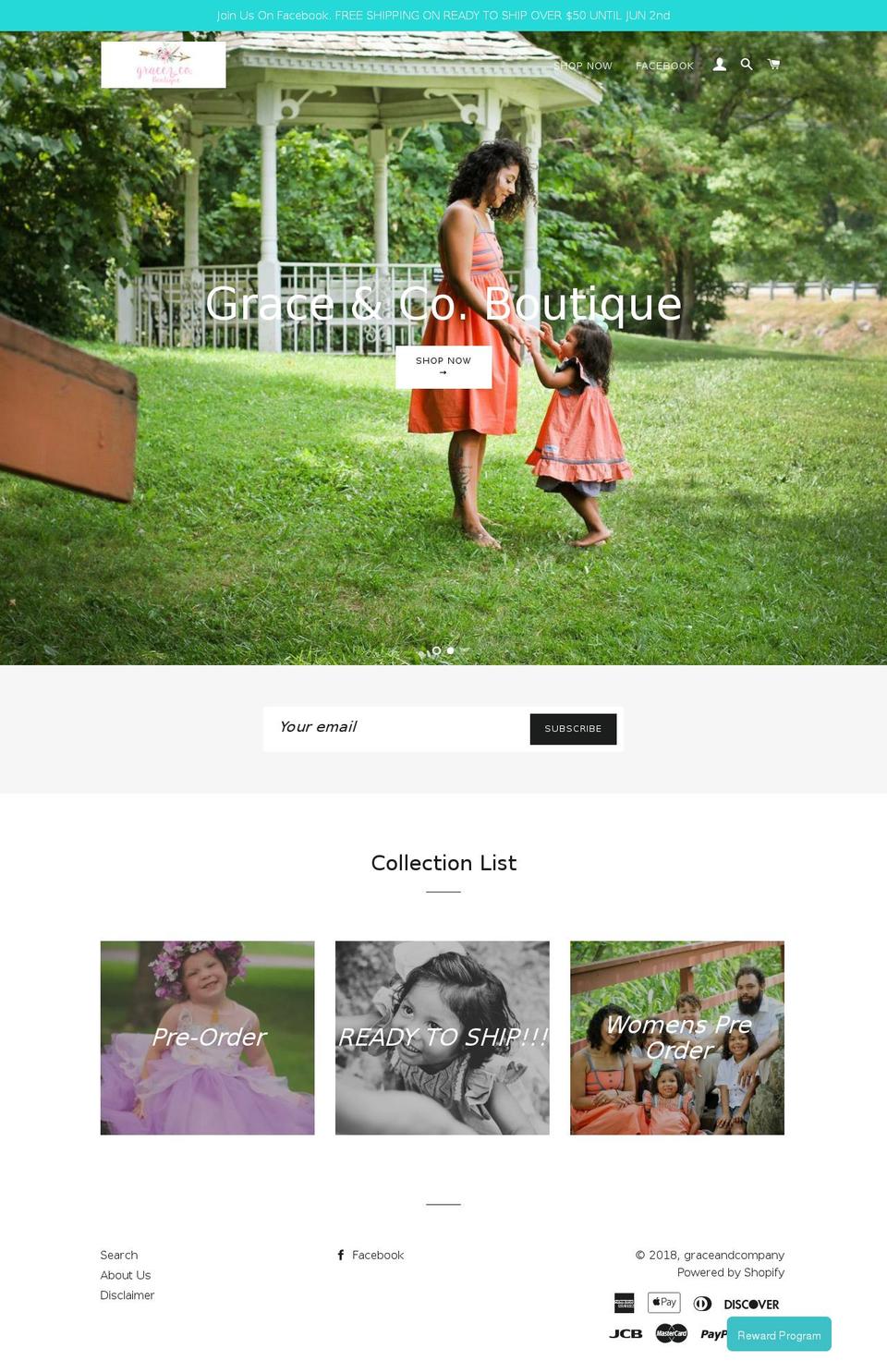 graceandcompanyboutique.com — Shopify storefront screenshot