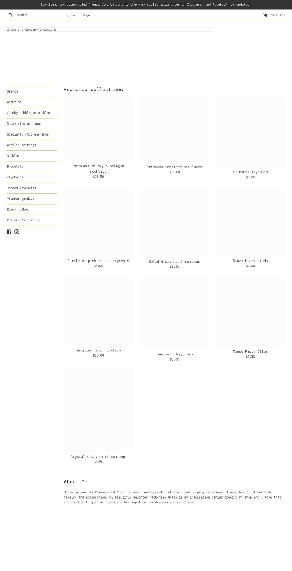 graceandcompanycreations.com shopify website screenshot