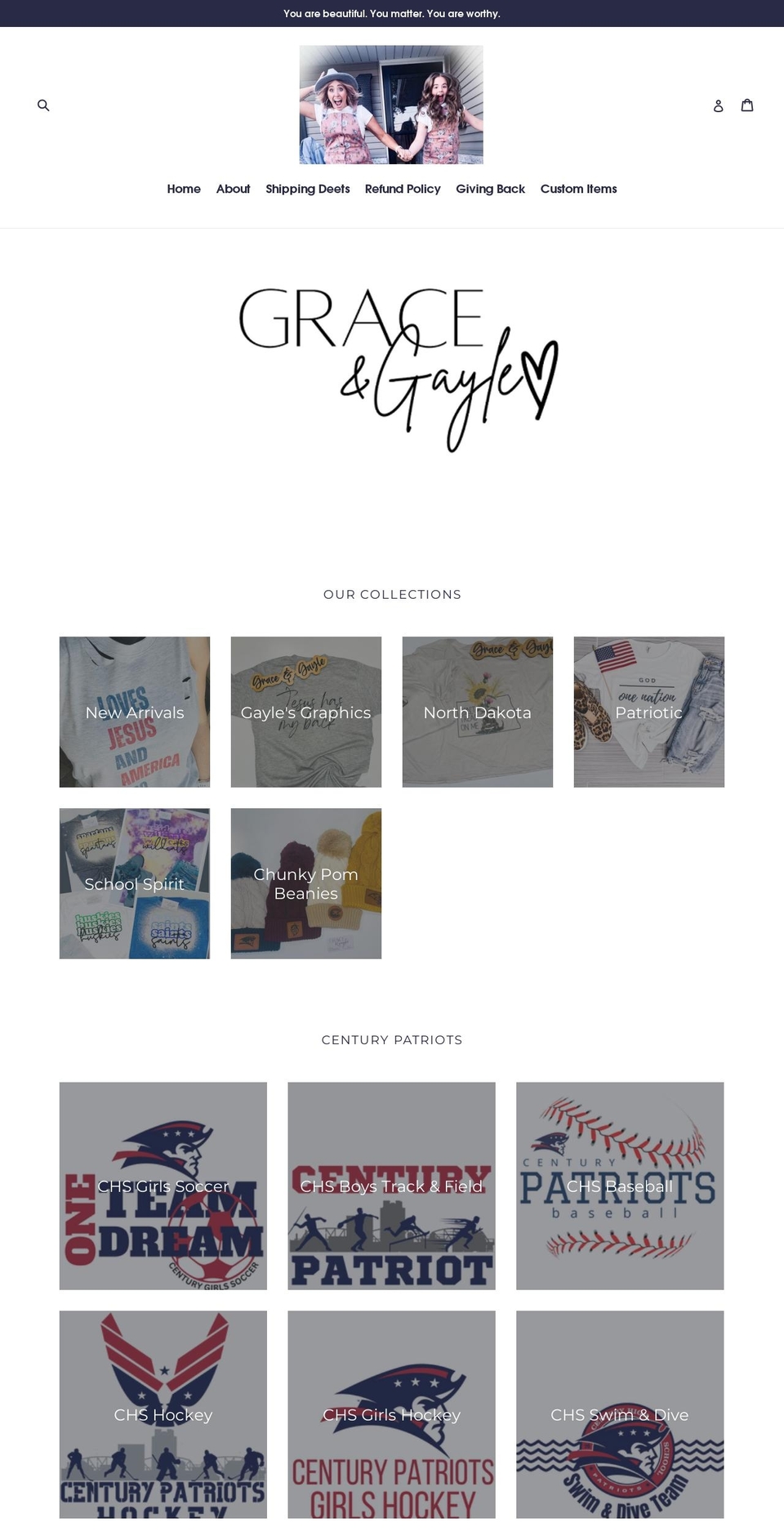 graceandgayle.com shopify website screenshot