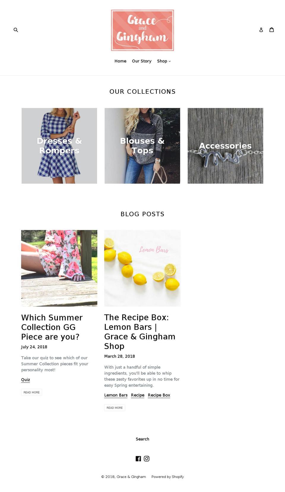 graceandgingham.com — Shopify storefront screenshot