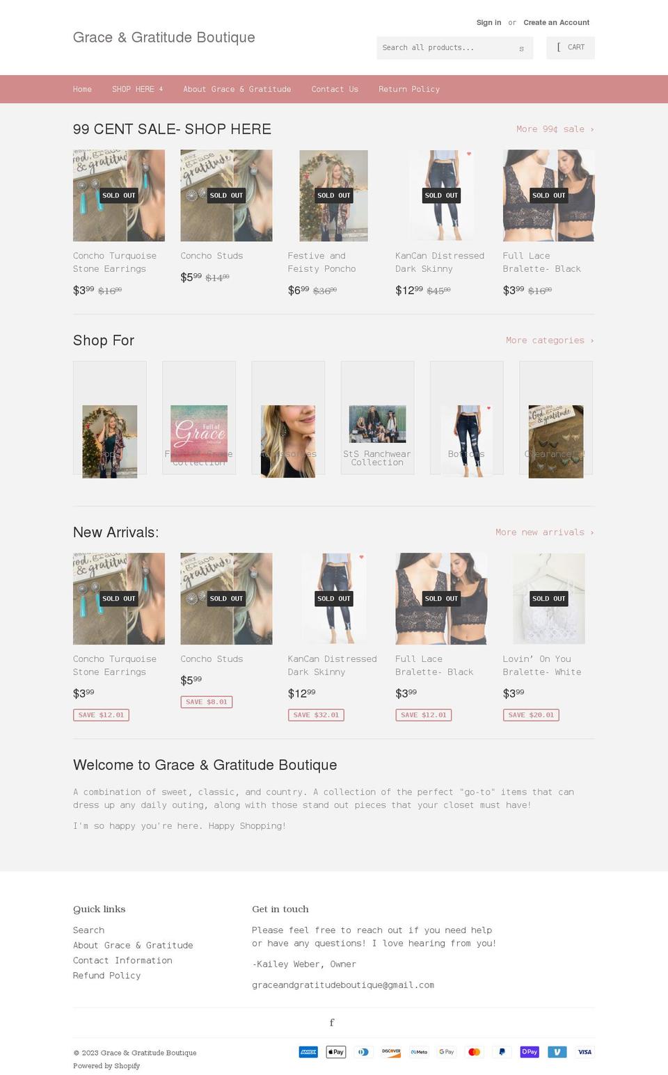 graceandgratitudeboutique.com shopify website screenshot