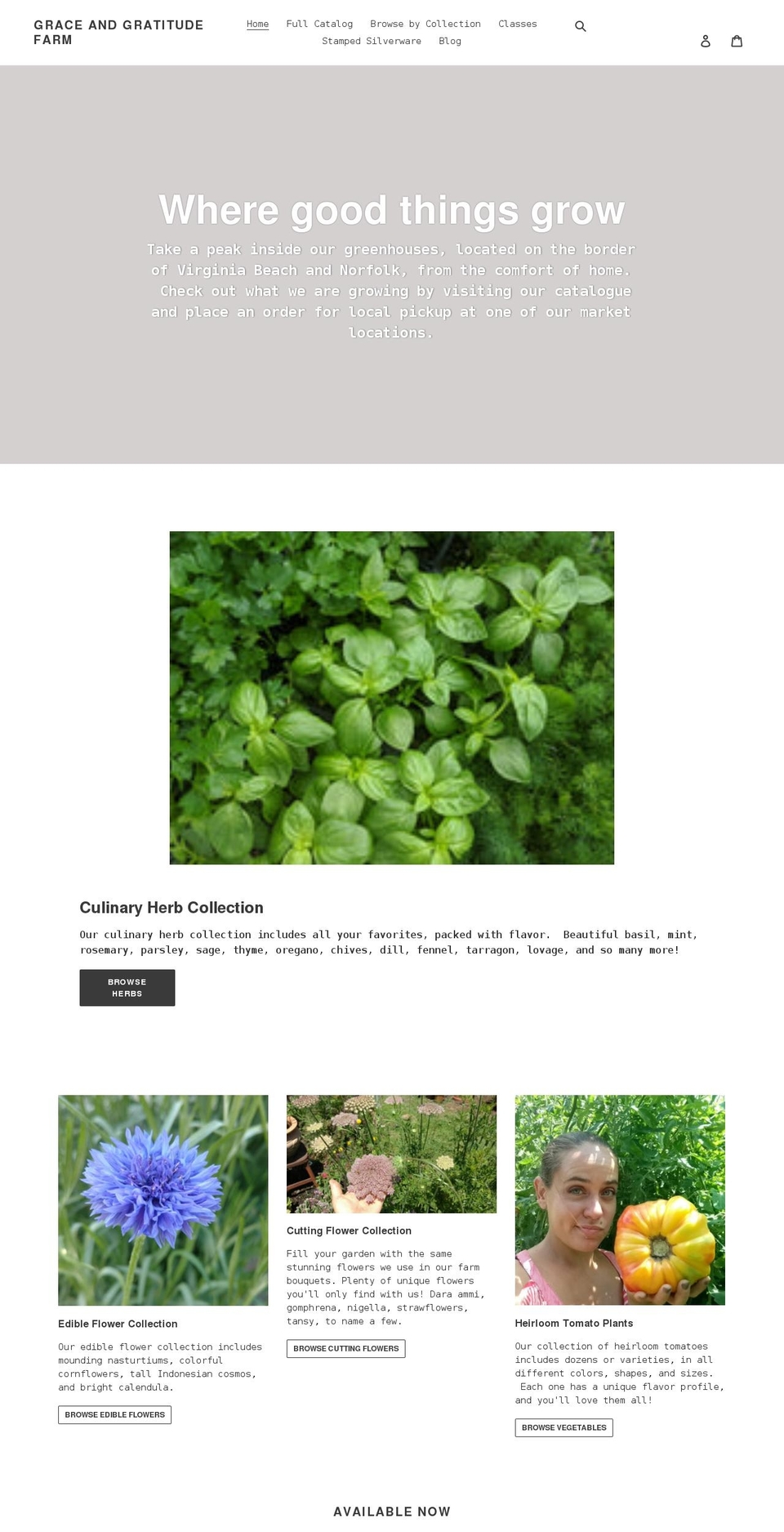 graceandgratitudefarm.com shopify website screenshot