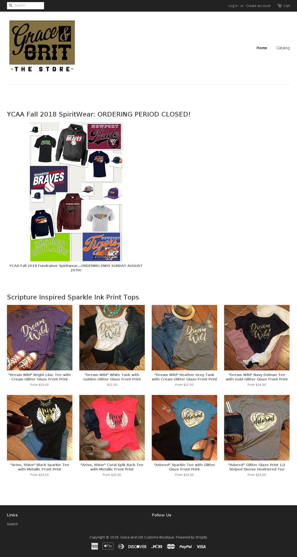 graceandgritcustoms.com — Shopify storefront screenshot