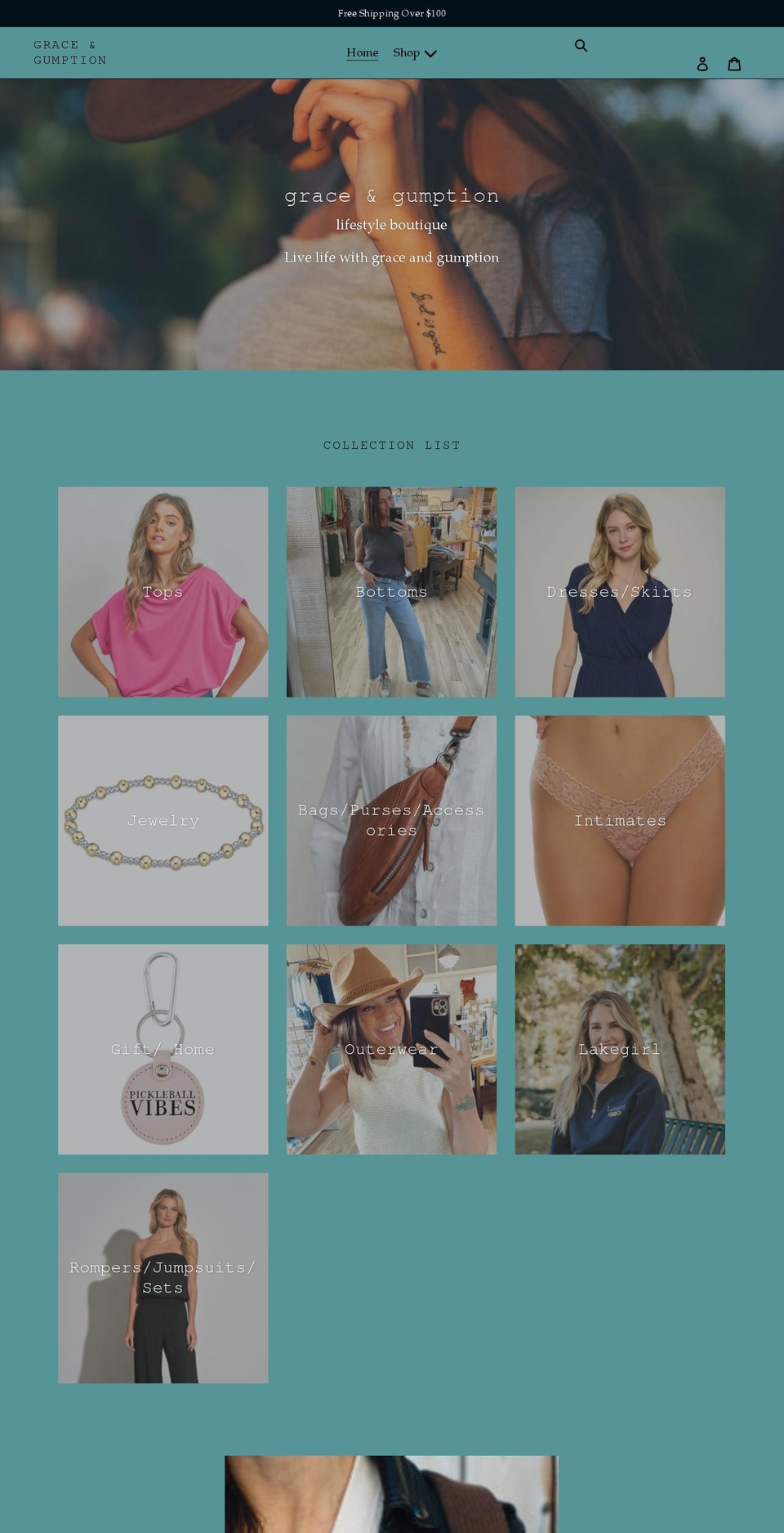 graceandgumptionboutique.com shopify website screenshot