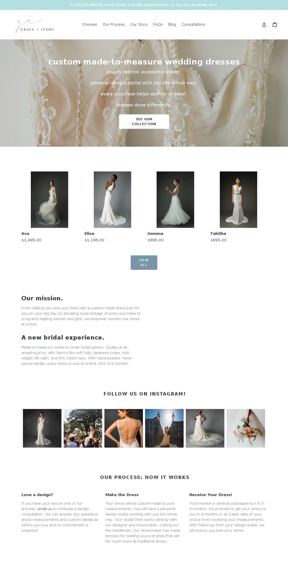graceandivory.com shopify website screenshot
