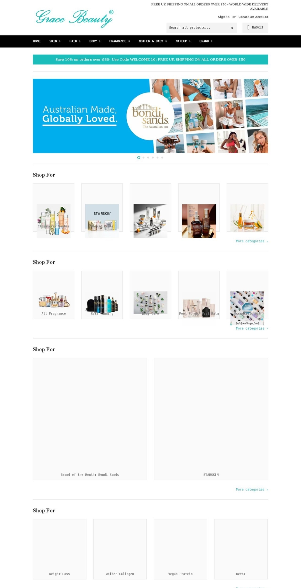 gracebeautybox.co.uk shopify website screenshot