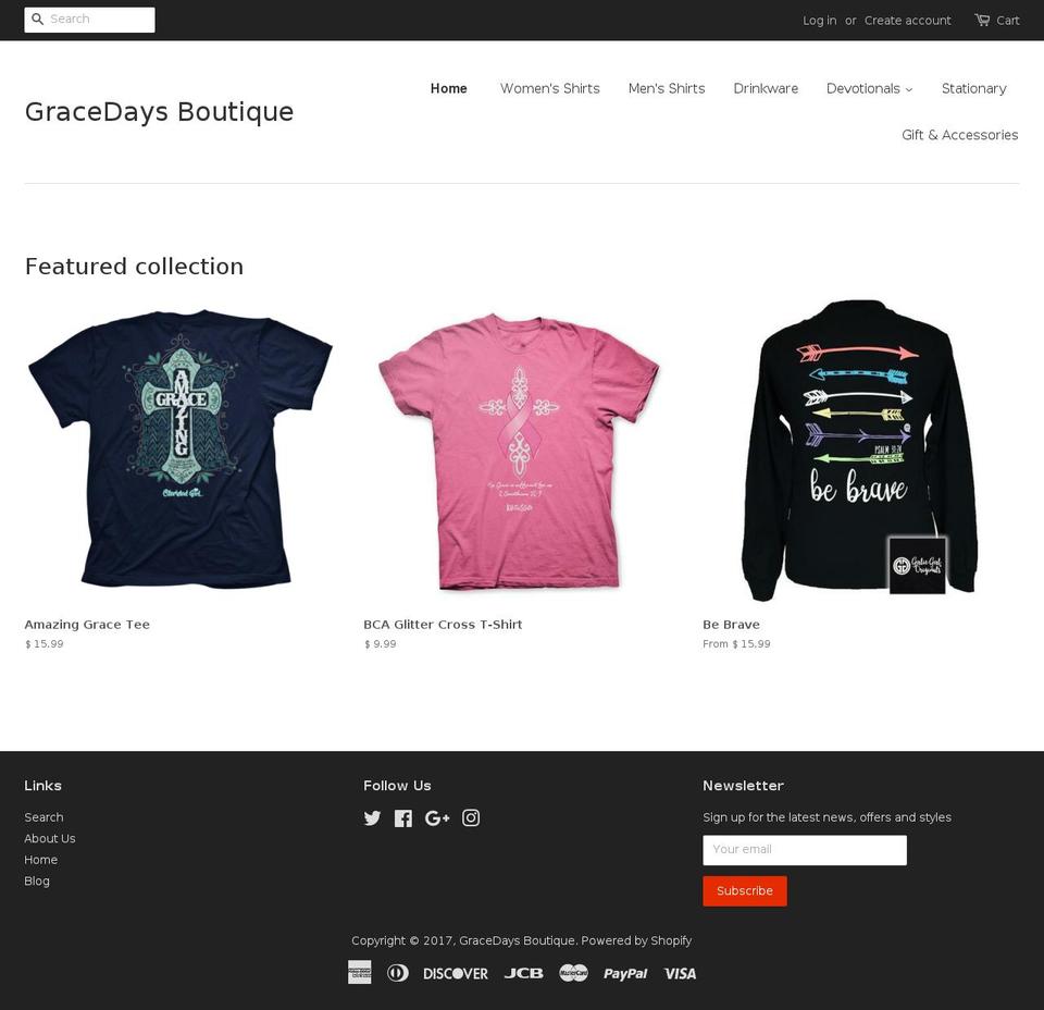 gracedaysboutique.com shopify website screenshot