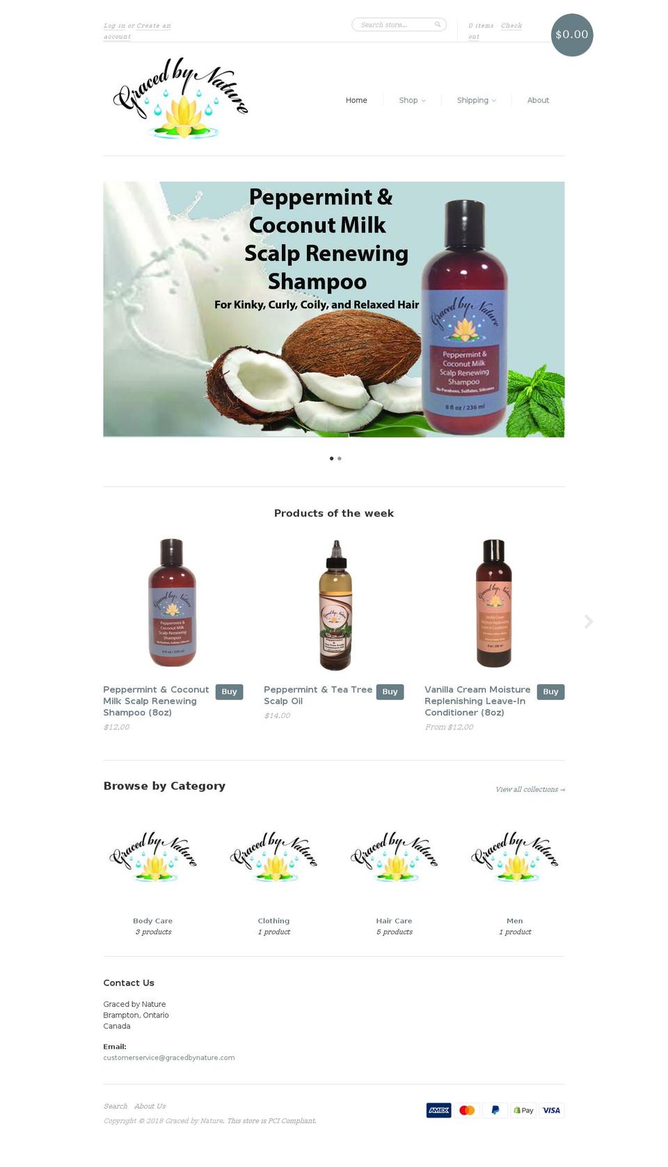 gracedbynature.com shopify website screenshot