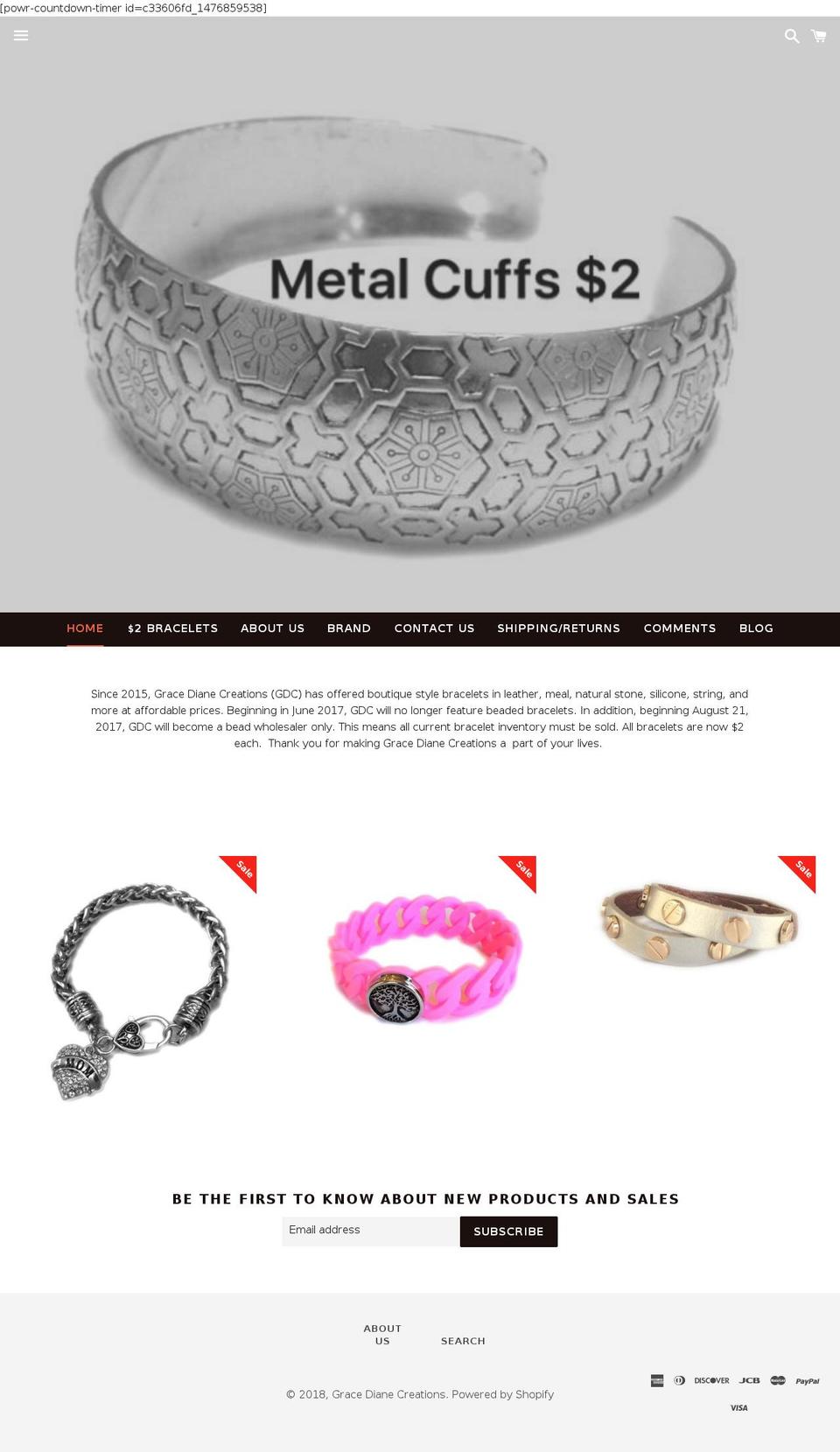 gracedianecreations.com — Shopify storefront screenshot