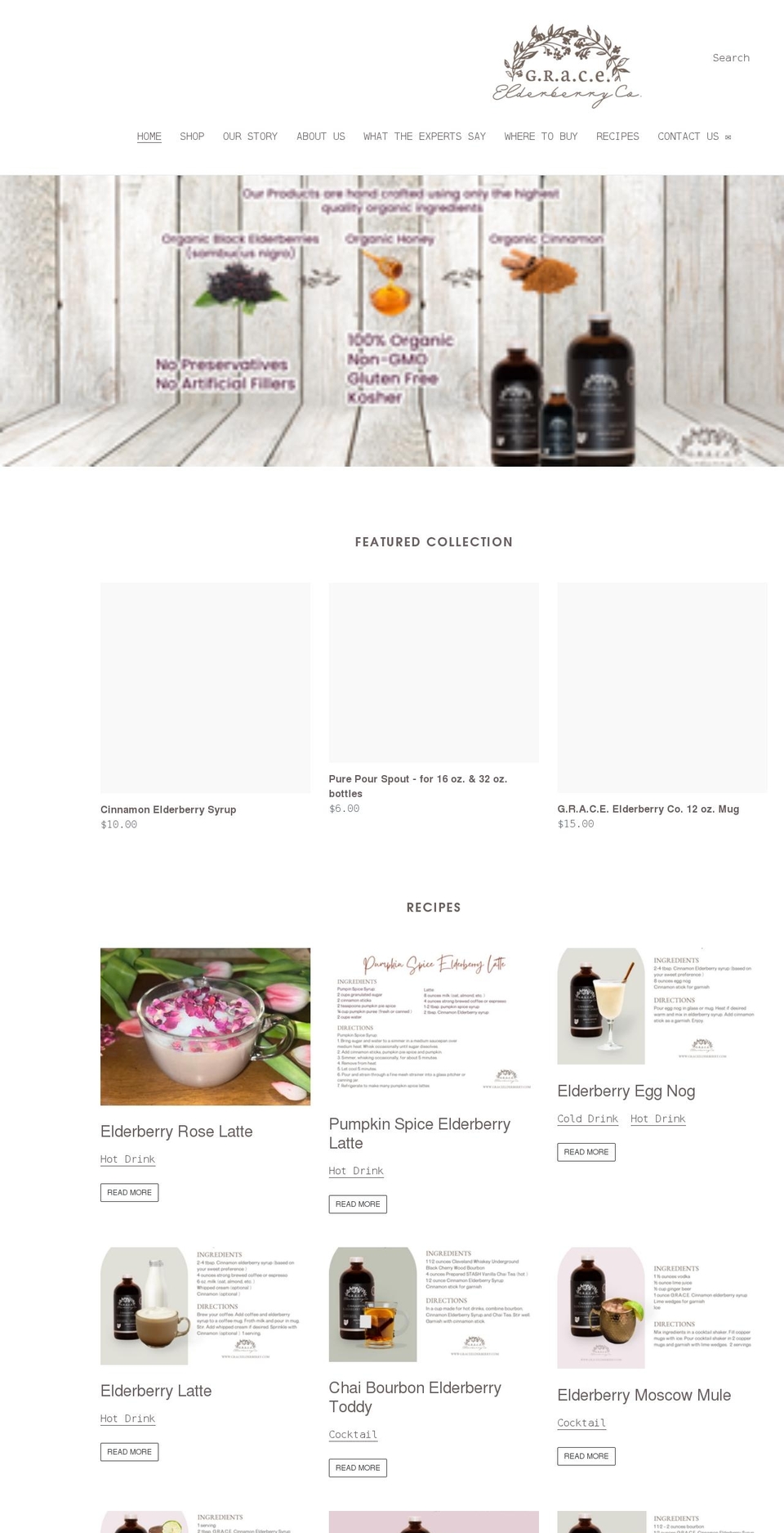 graceelderberry.com shopify website screenshot