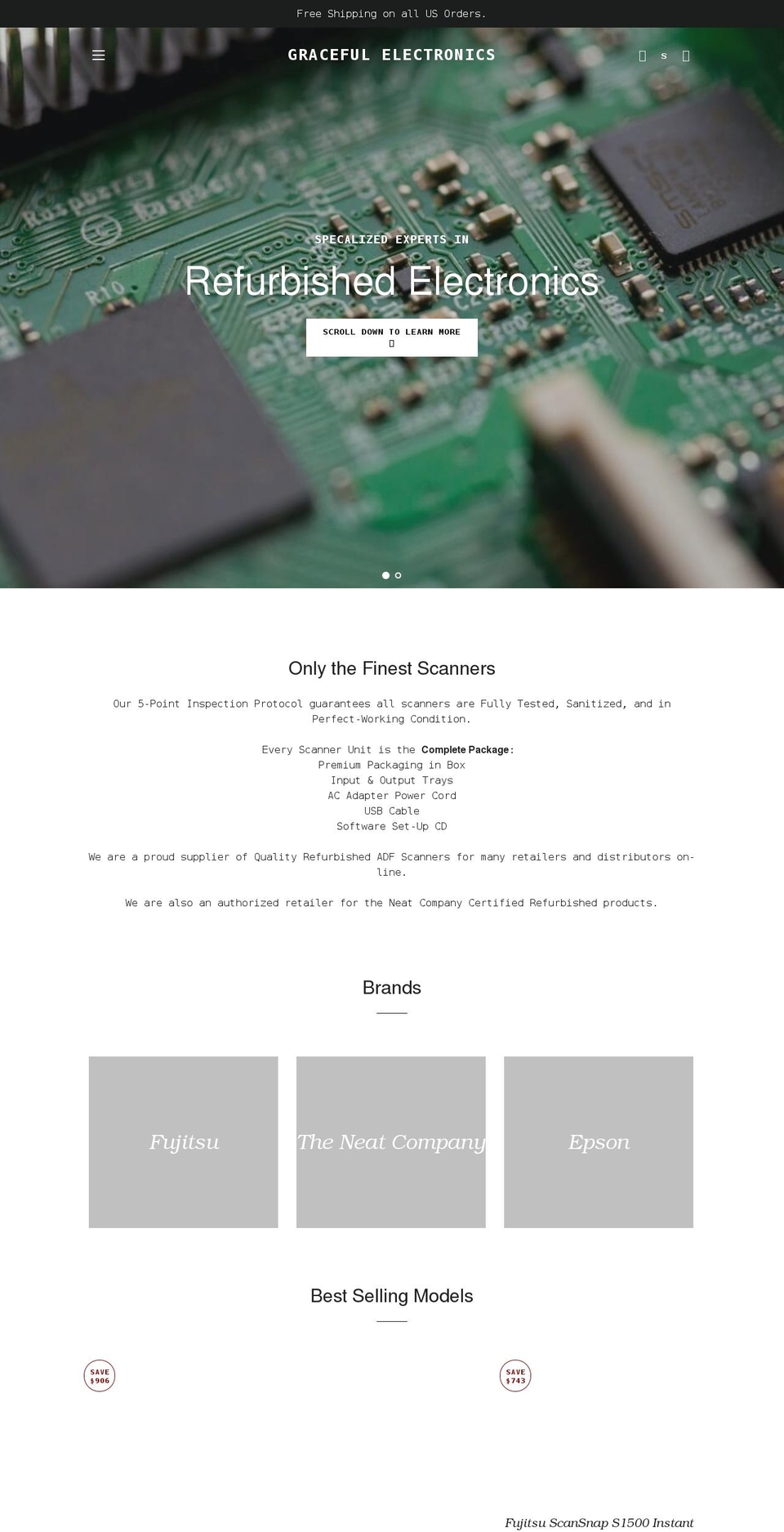 gracefulelectronics.com shopify website screenshot