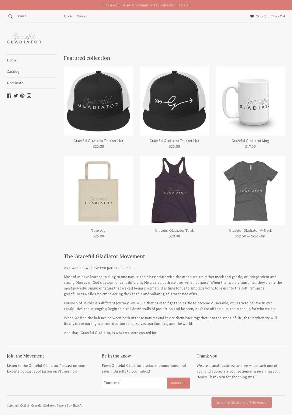 gracefulgladiator.com — Shopify storefront screenshot