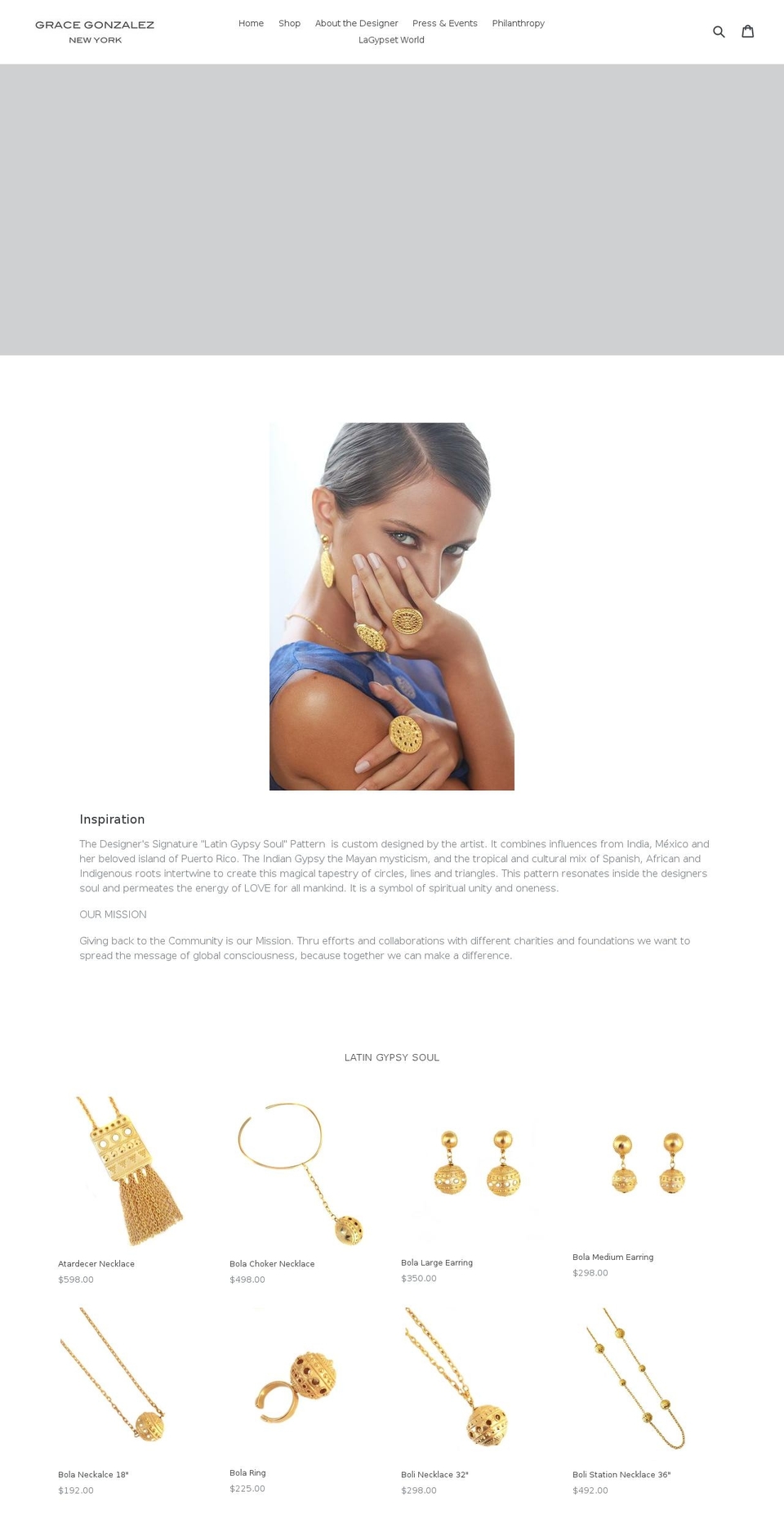 gracegonzalezny.com — Shopify storefront screenshot