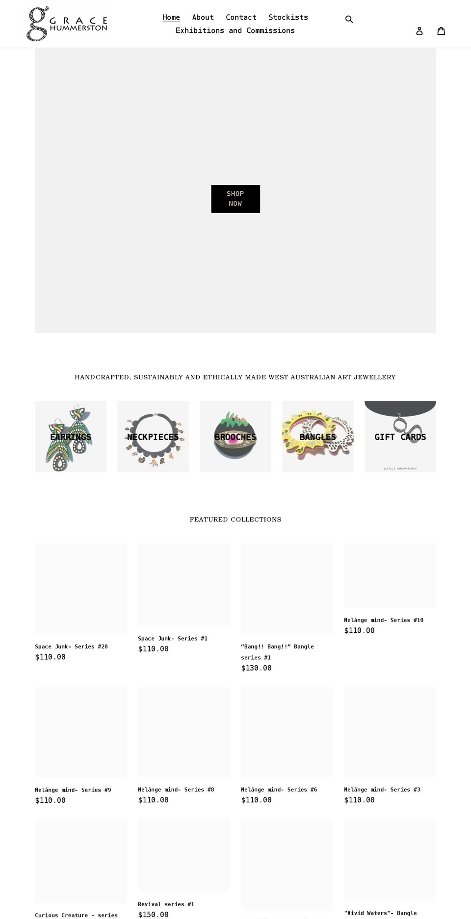 gracehummerston.com shopify website screenshot