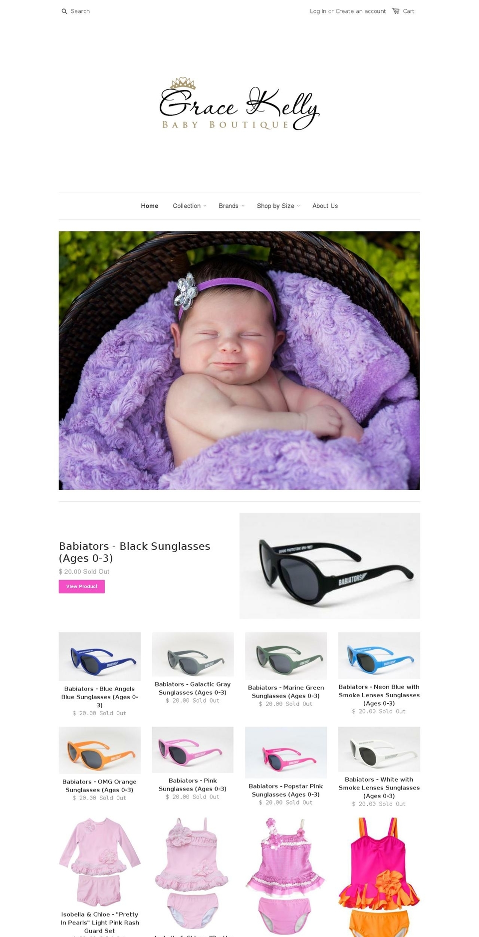 gracekellybabyboutique.com — Shopify storefront screenshot