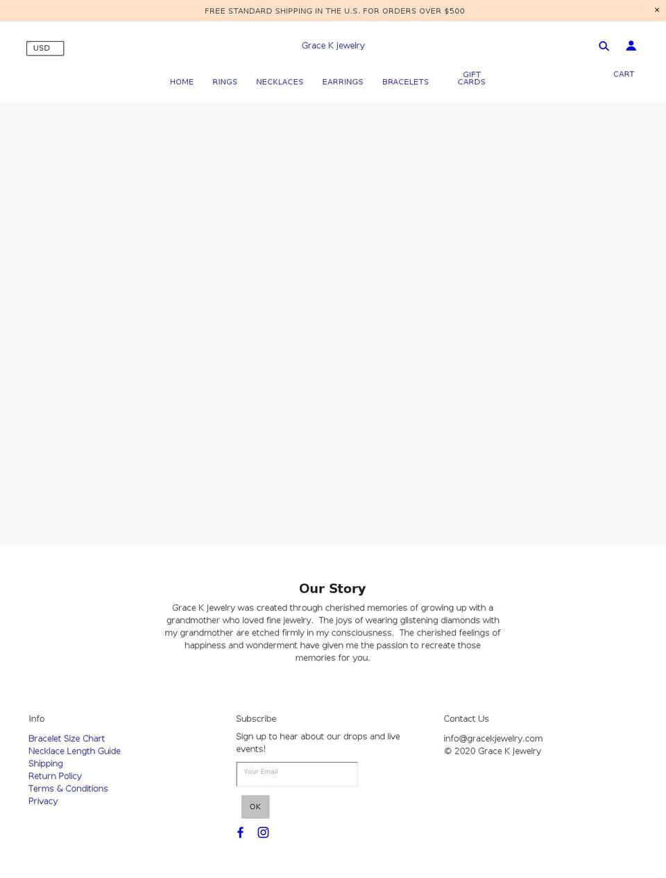 gracekjewelry.com shopify website screenshot