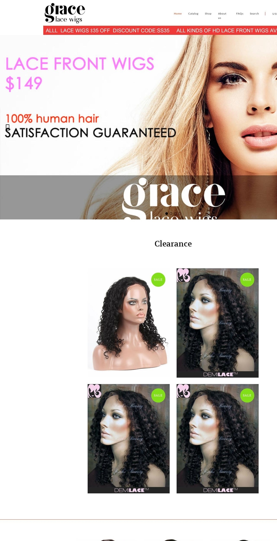gracelacewigs.com — Shopify storefront screenshot