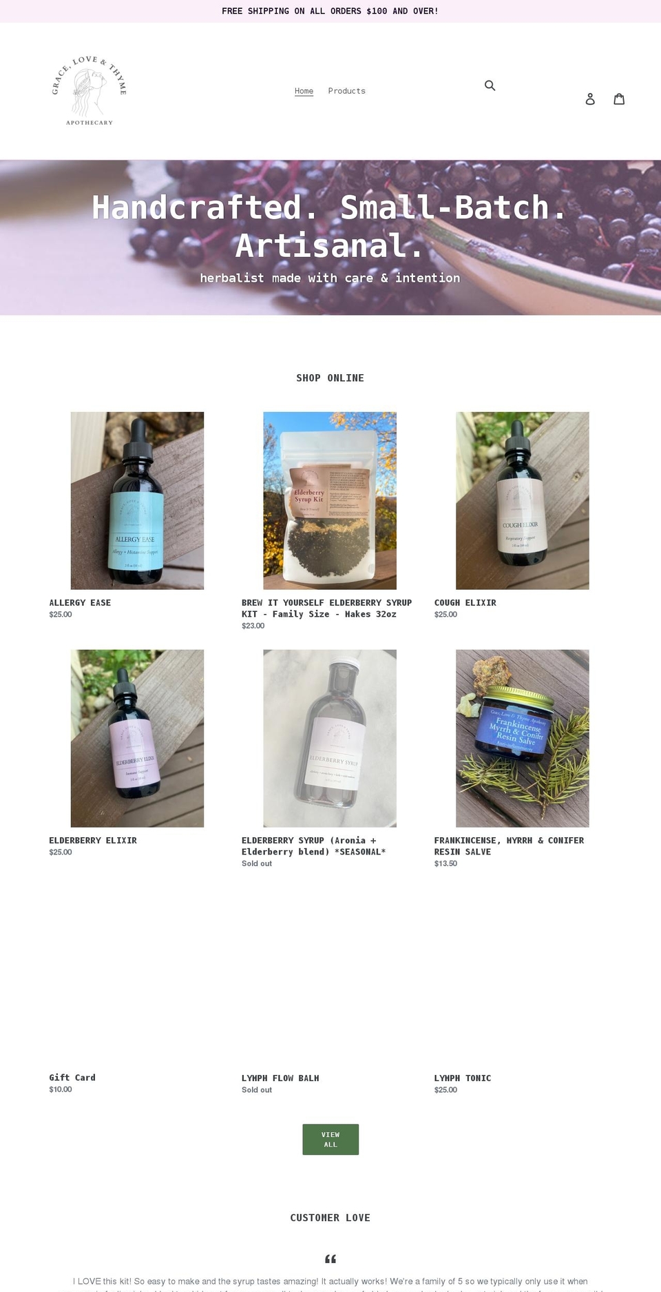 graceloveandthymeapothecary.com shopify website screenshot