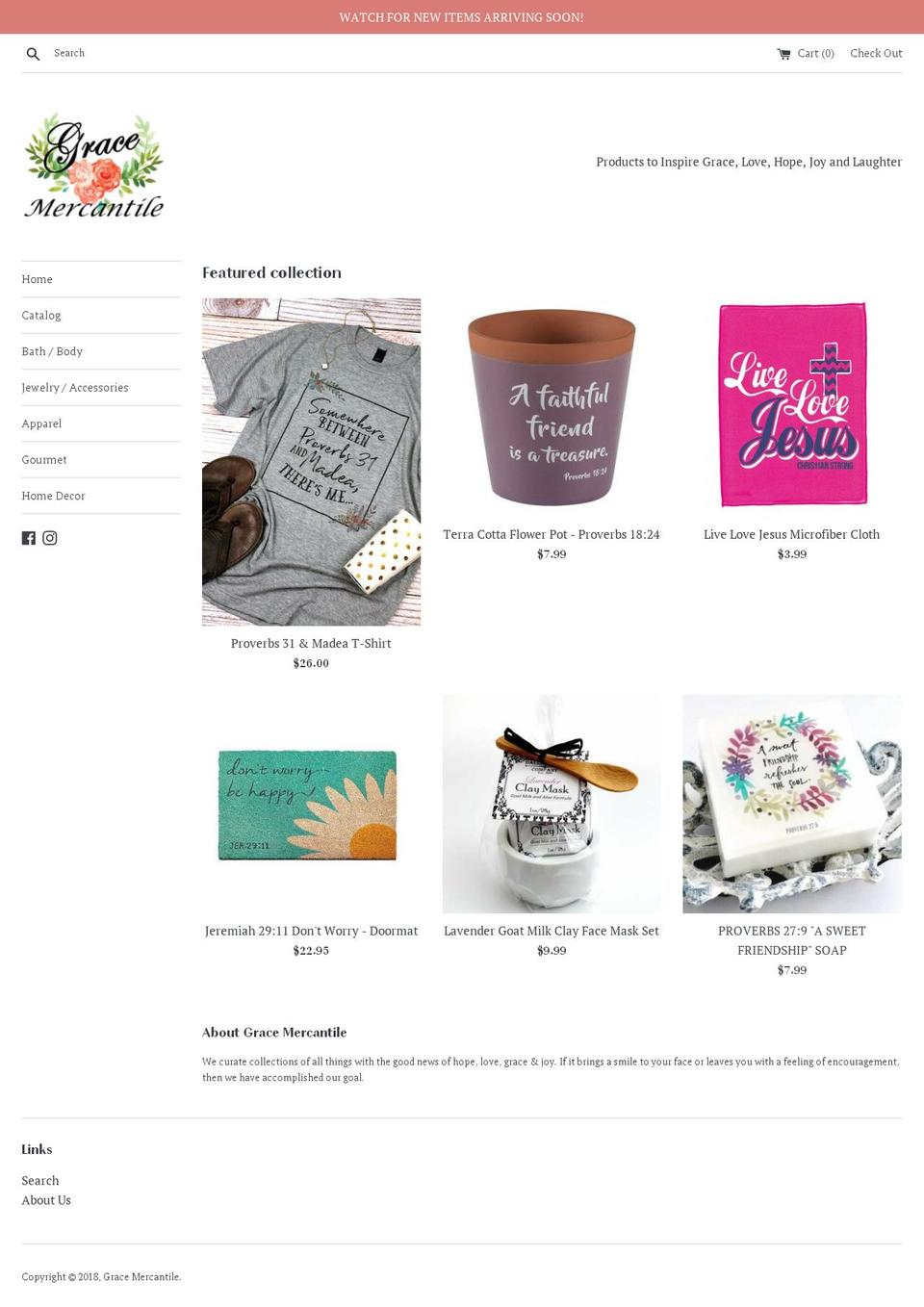 gracemercantile.com shopify website screenshot