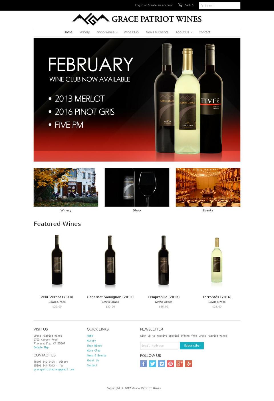 gracepatriotwines.com shopify website screenshot