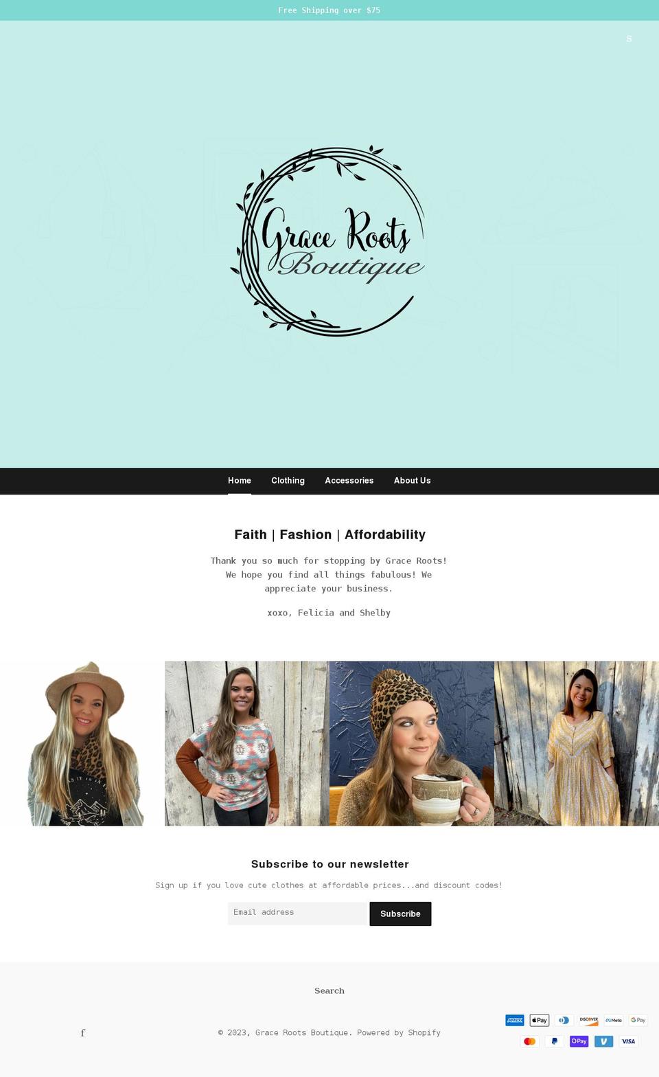 gracerootsboutique.com shopify website screenshot