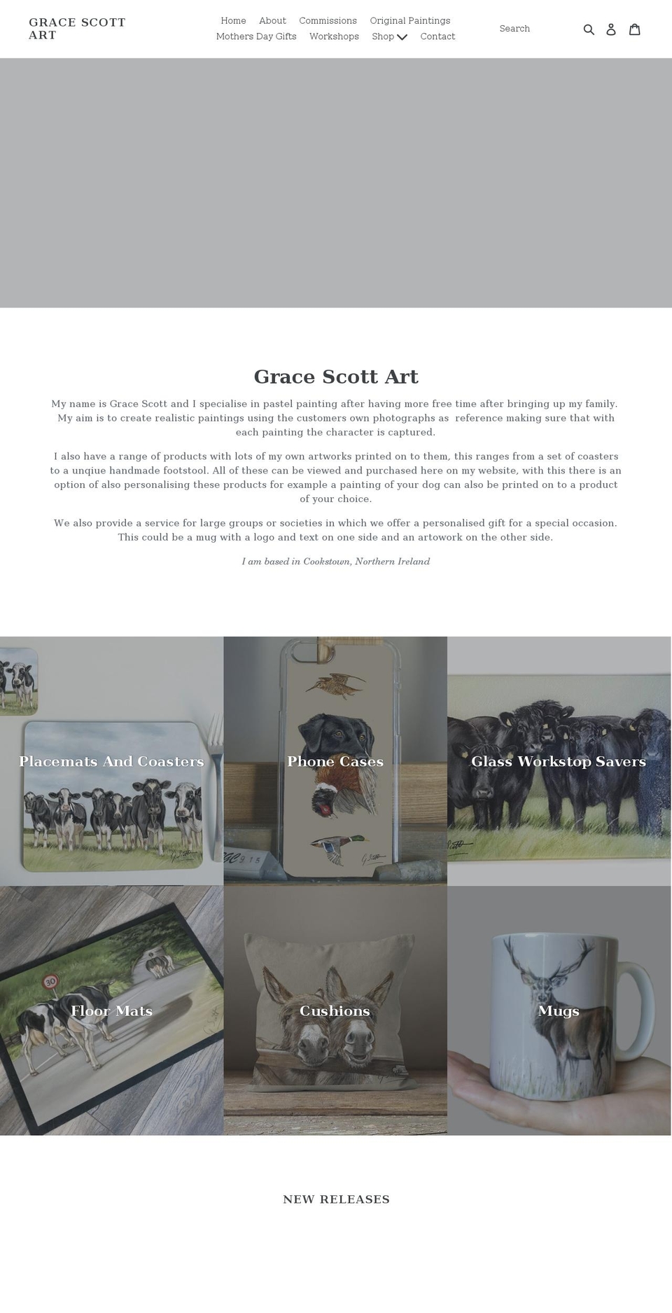 gracescottart.com shopify website screenshot