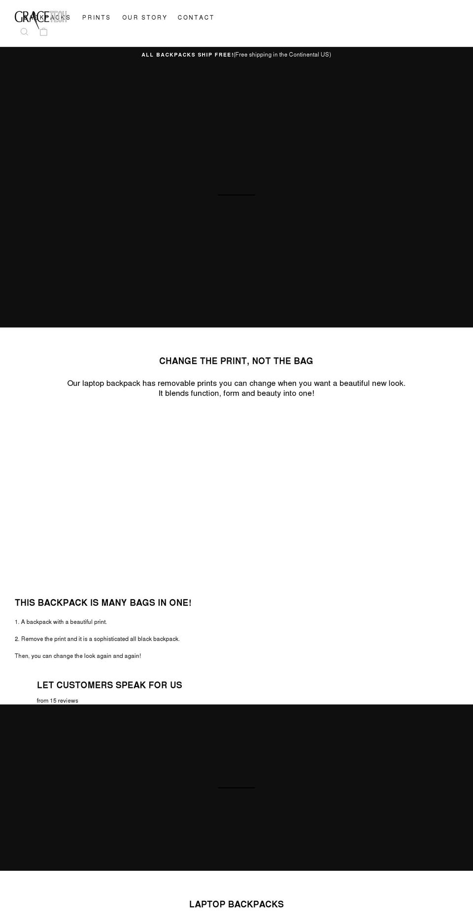 gracetechbags.com shopify website screenshot