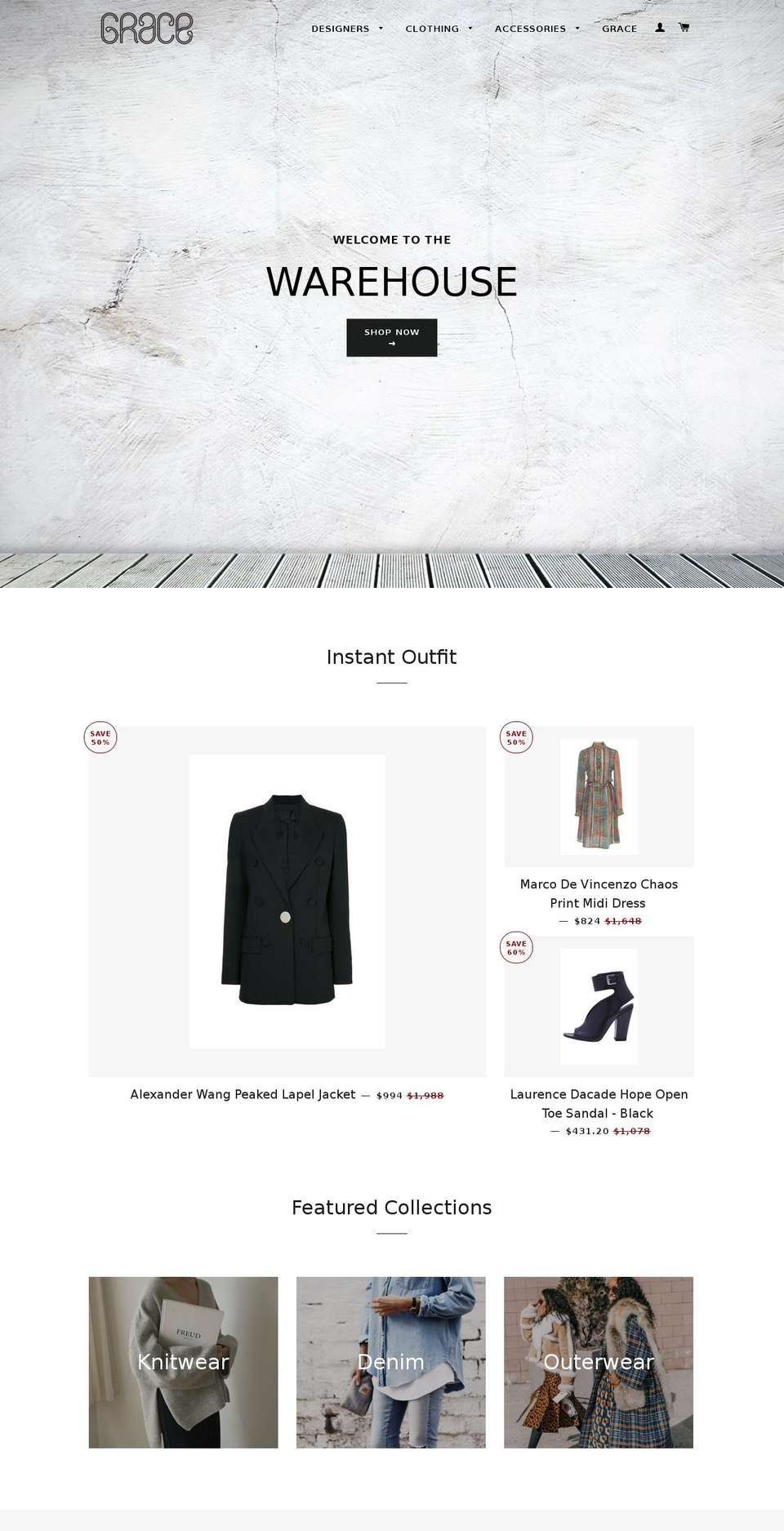 gracewarehouse.com.au shopify website screenshot