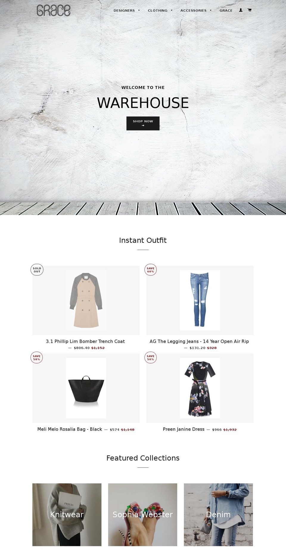 gracewarehouse.com shopify website screenshot