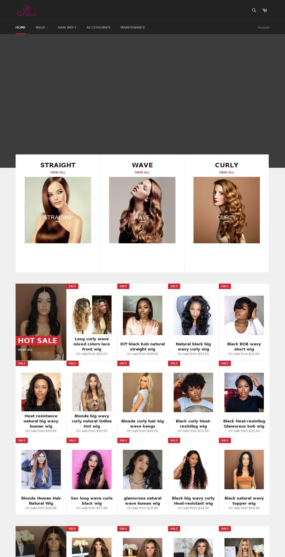 gracewig.com — Shopify storefront screenshot