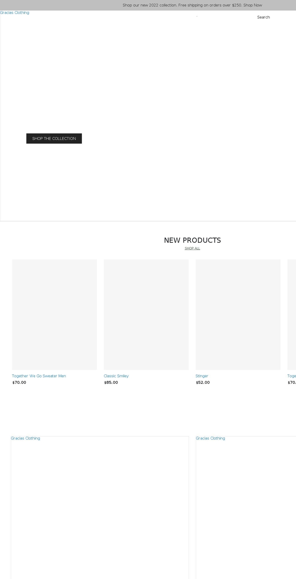 gracias-clothing.com shopify website screenshot