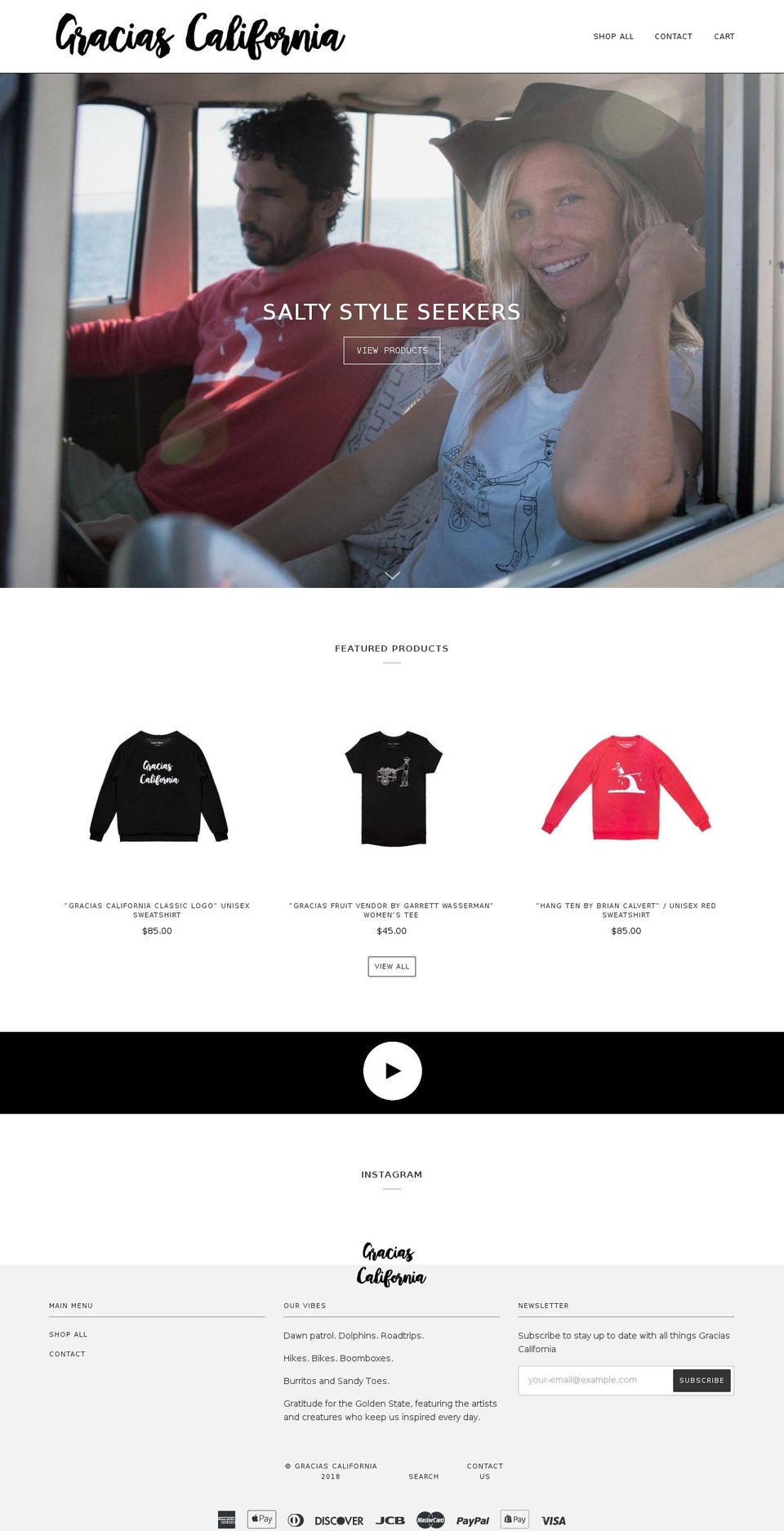 graciascalifornia.com shopify website screenshot