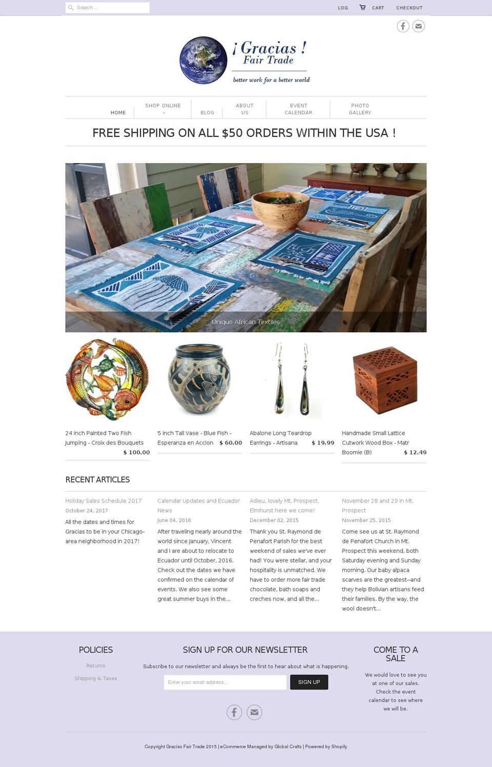 graciasfairtrade.com — Shopify storefront screenshot